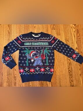 Disney Navy 'Mele Kalikimaka' Stitch Holiday Crewneck Sweater